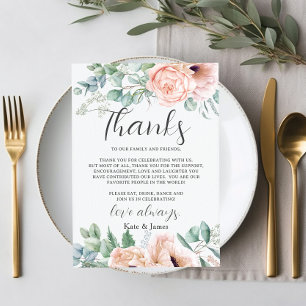 Schicke rosa Hauchrose Florale Hochzeit QR Teilen  Dankeskarte