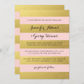 SCHICKE ROSA HOCHZEITS-EINLADUNG DES GOLD| EINLADUNG (Vorne/Hinten)