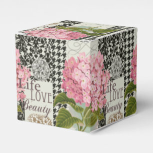 Schicke rosa Hortensien-Collage Vintage-Damaskus-K Geschenkschachtel
