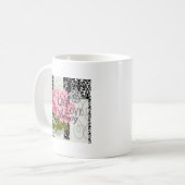 Schicke rosa Hortensien-Collage Vintage-Damaskus-K Kaffeetasse (Vorderseite Links)