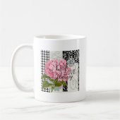 Schicke rosa Hortensien-Collage Vintage-Damaskus-K Kaffeetasse (Links)