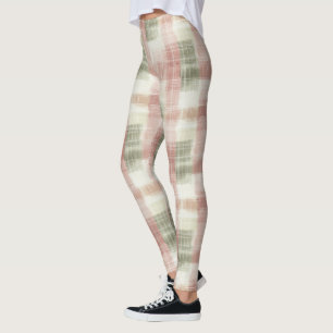 Schicke rosa Minzcreme Karo Streifen Leggings
