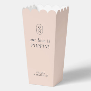 Schicke rosa Pfirsich-Monogramm-Popcorn-Geschenkbo Geschenkschachtel