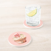 Schicke rosa Rosen-Cupcake Getränkeuntersetzer (Seite)