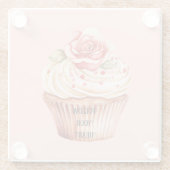 Schicke rosa Rosen-Cupcake Glasuntersetzer (Rückseite)
