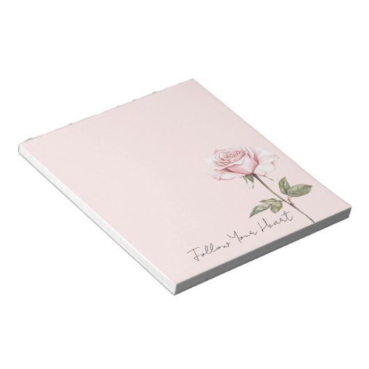 Schicke rosa Rosenblüte Notizblock (angewinkelt)
