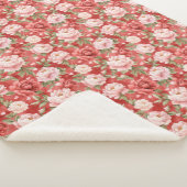 Schicke rosa rote Blumen Sherpadecke (3/4)