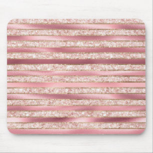 Schicke rosa Röte falsche Glitterstreifen Mousepad