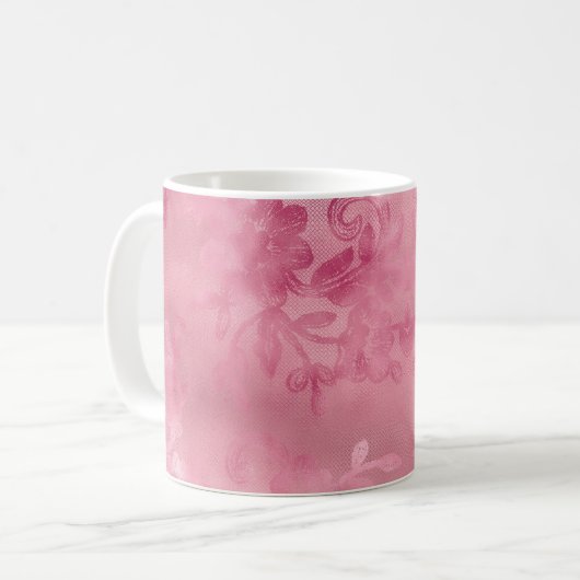 Schicke rosa Spitze Kaffeetasse (Vorderseite Links)