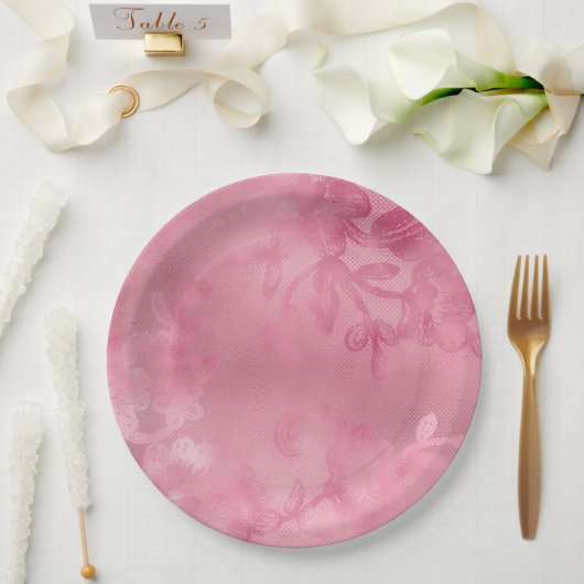 Schicke rosa Spitze Pappteller (Hochzeit)