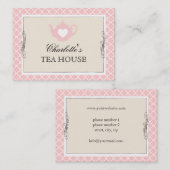 Schicke rosa Teekanne-Tee-Café-Visitenkarte Visitenkarte (Vorne/Hinten)