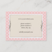 Schicke rosa Teekanne-Tee-Café-Visitenkarte Visitenkarte (Rückseite)