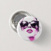 Schicke rosa Wasserfarbe Mode Frau Sonnenbrille Button (Vorne & Hinten)