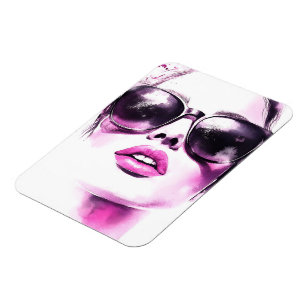 Schicke rosa Wasserfarbe Mode Frau Sonnenbrille Magnet