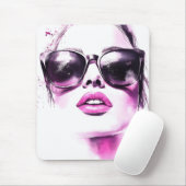Schicke rosa Wasserfarbe Mode Frau Sonnenbrille Mousepad (Mit Mouse)