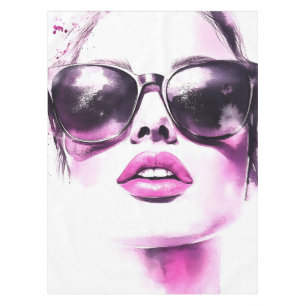 Schicke rosa Wasserfarbe Mode Frau Sonnenbrille Tischdecke
