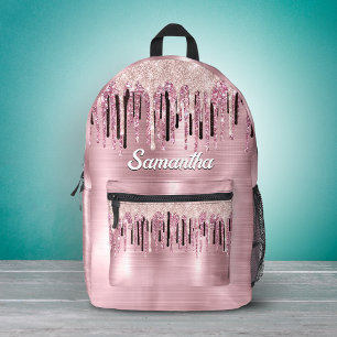 Schicke rosafarbene Blush-Pink-tropfende Monogramm Bedruckter Rucksack