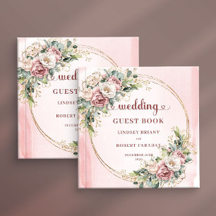 Schicke Rose-Gold-Blumen-Hochzeitsgästebuch Gästebuch