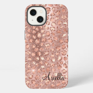 Schicke Rose Gold Glitter Leopard iPhone 13 Hülle