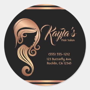Schicke Rose Gold Rosa Schönheit Mädchen Haar Make Runder Aufkleber