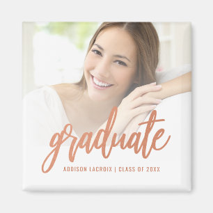 Schicke Rose Gold Schrift individuell Foto-Abschlu Magnet