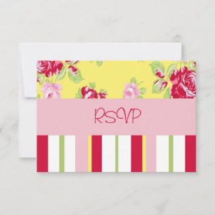 Schicke Rose und Streifen Hochzeitsempfang RSVP Einladung
