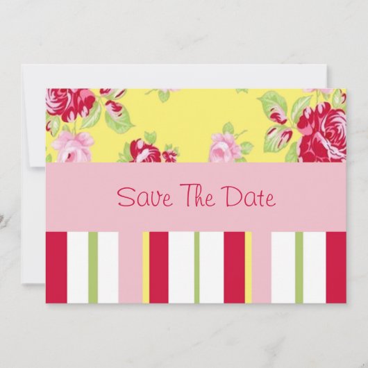 Schicke Rose und Streifen Save The Date (Vorderseite)