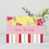 Schicke Rose und Streifen Save The Date (Stehend Vorderseite)
