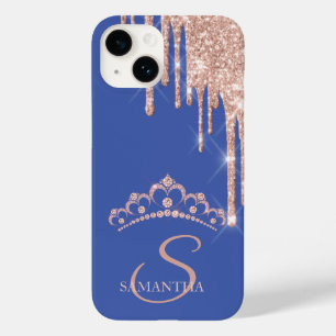 Schicke Roségold Glittertropfen Diamanten Tiara Case-Mate iPhone 14 Hülle