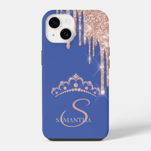 Schicke Roségold Glittertropfen Diamanten Tiara  iPhone 14 Hülle