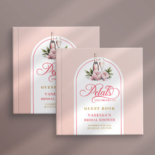 Schicke roségoldene Blütenblätter Prosecco Brautpa Gästebuch