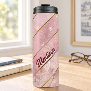 Schicke roségoldene, girly elegante Geometrie Thermosbecher