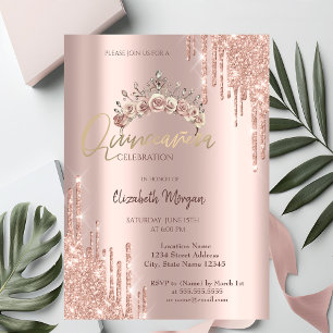Schicke Rosen-Gold-Blumen-Kronen-Ohrringe Quinceañ Einladung