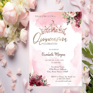 Schicke Rosen Gold Glitter Rosen Krone Quinceañera Einladung