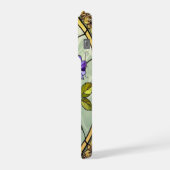 Schicke Rosen wilde Veilchen Buntglas iPhone Hülle (Linke Seite)