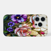 Schicke Rosen wilde Veilchen Buntglas iPhone Hülle (Rückseite (Horizontal))