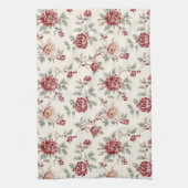 Schicke Rot Creme Blumen Hochzeit Geschirrtuch (Vertikal)