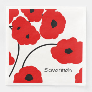 SCHICKE ROT-MOHNBLUMEN DES PAPIER-NAPKIN_MODERN SERVIETTE