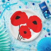 SCHICKE ROT-MOHNBLUMEN DES PAPIER-PLATE_MOD PAPPTELLER (Party)