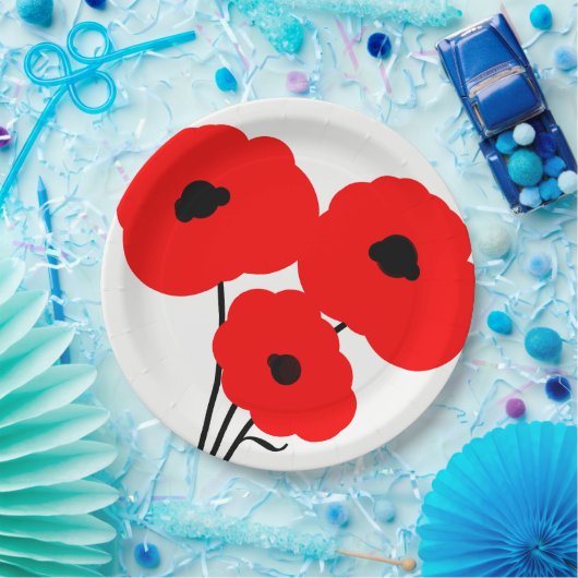 SCHICKE ROT-MOHNBLUMEN DES PAPIER-PLATE_MOD PAPPTELLER (Party)