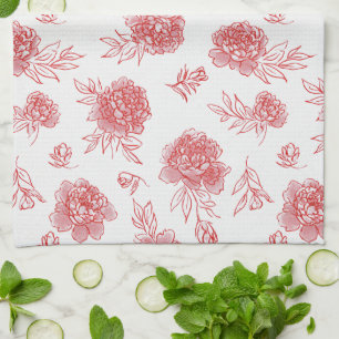 Schicke rote Blumen   Geschirrtuch