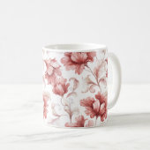 Schicke rote Blumen Kaffeetasse (VorderseiteRechts)