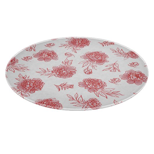 Schicke rote Blumen Schneidebrett (Ecke)