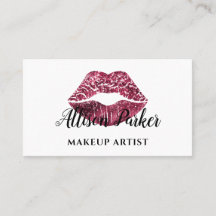 Schicke rote Glitter-Lippen Makeup-Artistin