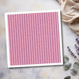 Schicke Röte Rosa Glitter Style Vertikale Streifen Serviette