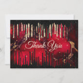 Schicke rote schwarze tropfende Glitter-Monogramme Dankeskarte (Vorderseite)
