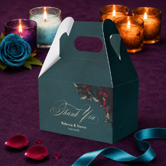 Schicke rote türkisfarbene gotische florale Hochze Geschenkschachtel