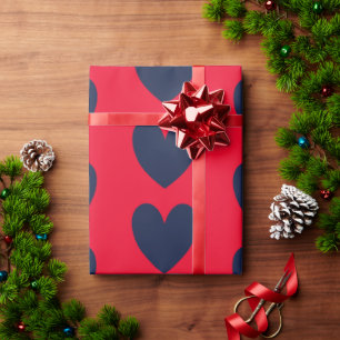 schicke rote und blaue Herzen Valentinstag Geschenkpapier