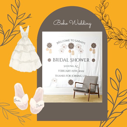Schicke Rustikale Florale Boho-Hochzeit Wandteppich