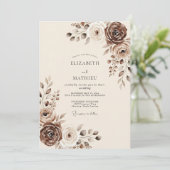 Schicke rustikale Mocha-Hochzeit Einladung (Stehend Vorderseite)